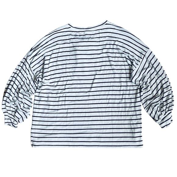 Cabi Women’s Sz M Navy White Stripe Tie Neck Top Knit Stretch Relax Game Day - Picture 9 of 13